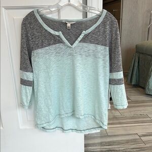 Gray and Mint/Blue Women's Top
